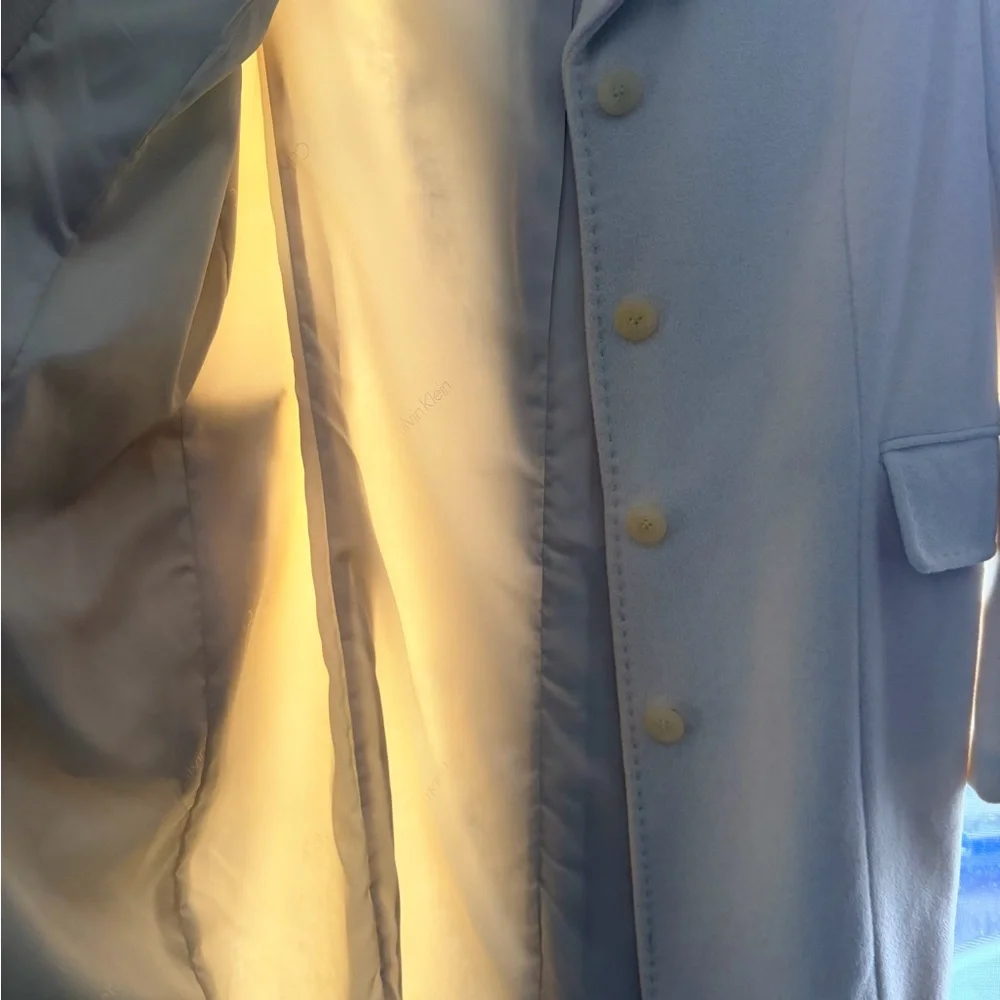 Calvin Klein Cream Single-Breasted Wool-Blend Long Coat - Picture 8 of 13